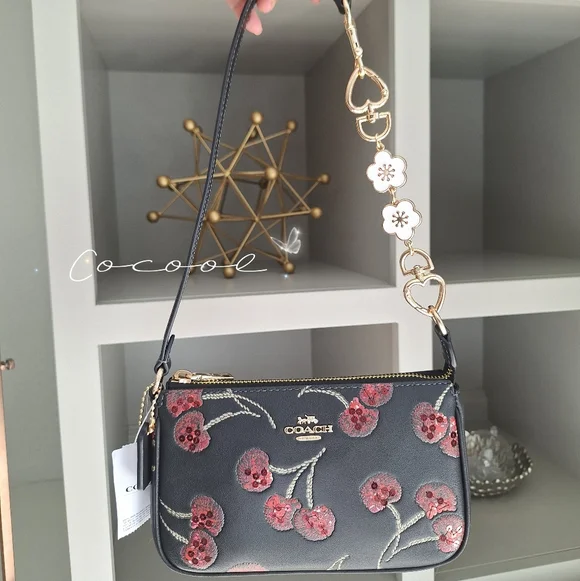 NWT Coach Nolita 19 In Signature Canvas With Cherry Print  Plus Extended Chain - Picture 4 of 12